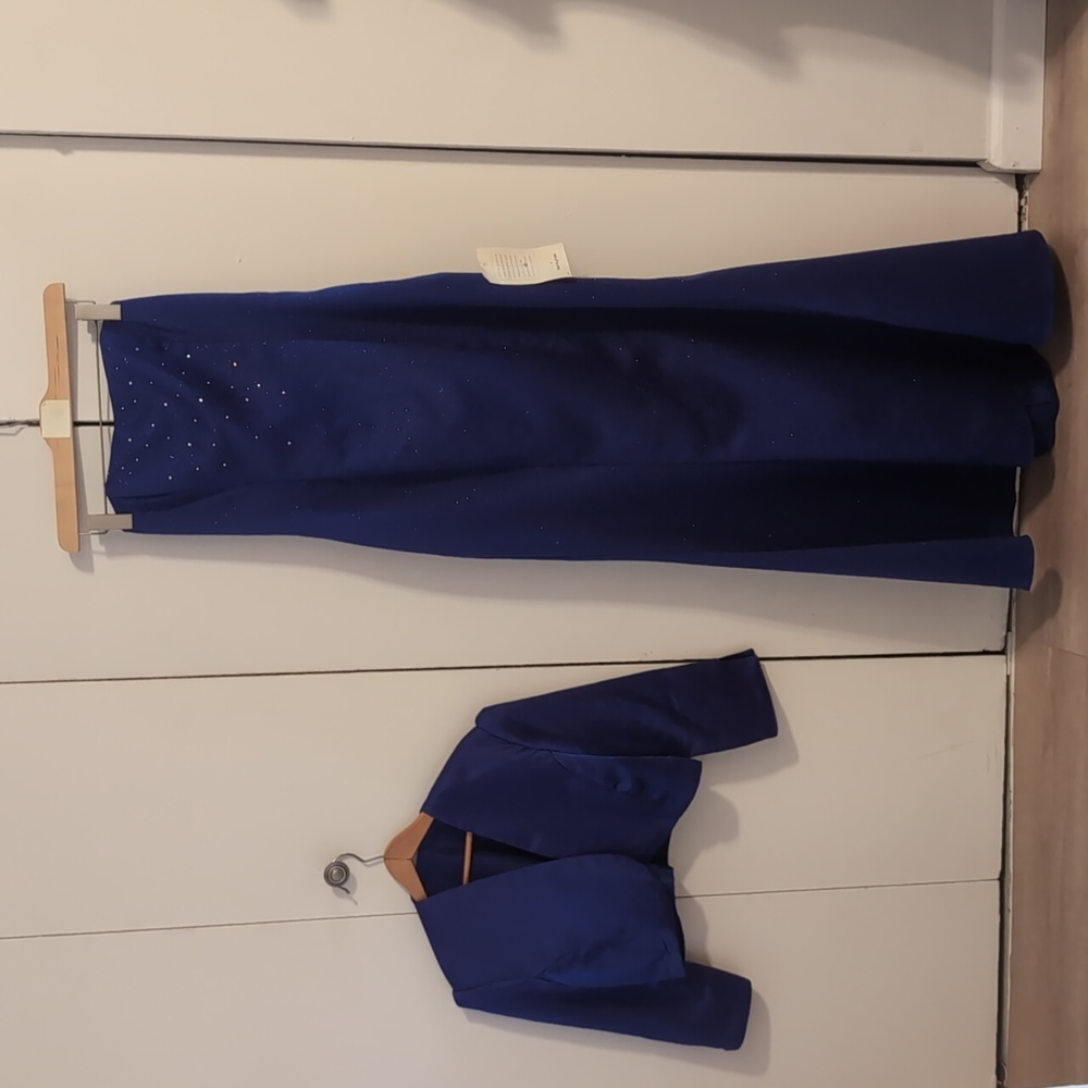 Jessica McClintock Blue Sparkle Dress and Jacket. Size 11